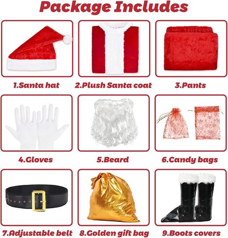 زي Santa Claus للرجال - Professional Santa Suit Comeen Men ، Velvet Santa Outfit for Xmas Party ، cosplay in Saudi Arabia