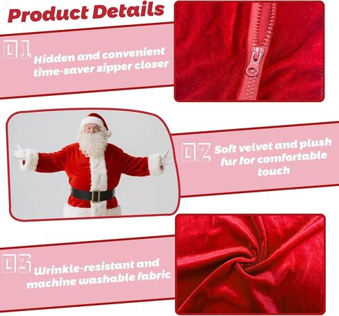 زي Santa Claus للرجال - Professional Santa Suit Comeen Men ، Velvet Santa Outfit for Xmas Party ، cosplay in Saudi Arabia