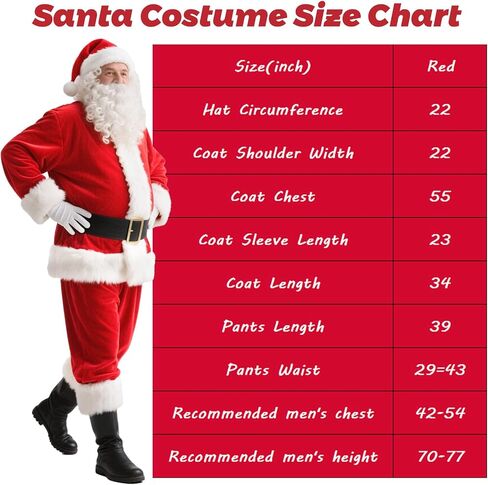 زي Santa Claus للرجال - Professional Santa Suit Comeen Men ، Velvet Santa Outfit for Xmas Party ، cosplay in Saudi Arabia