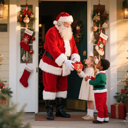 زي Santa Claus للرجال - Professional Santa Suit Comeen Men ، Velvet Santa Outfit for Xmas Party ، cosplay in Saudi Arabia