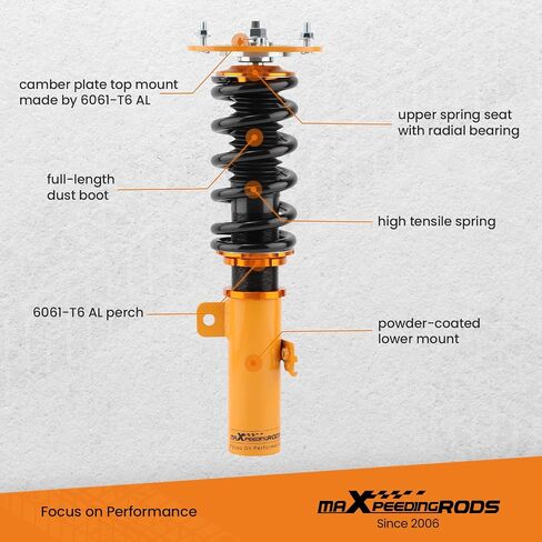 maXpeedingrods Coilovers for Toyota Corolla 2009-2019, for Toyota Matrix (E140) LE 2009-2014, Spring Shock Absorber, Adjustable Height Coilovers Suspension Kit Struts, Amortiguador Lowering Kit Gold in Saudi Arabia