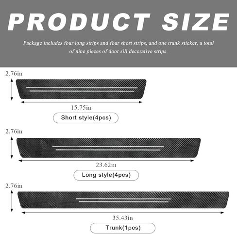 4 PCS Car Door Sill Protector, Carbon Fiber Leather Anti-Scratch Waterproof Threshold Protector, Exterior Decor Entry Guard Protection Cover Sticker for Car Truck SUV (Purple) in Kuwait