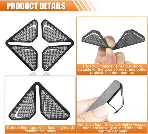 2PCS Car Door Protector Edge Guards for Door Corner, Carbon Fiber Anti-Collision Front Doors Corner Protector Self-Adhesive Sticker, Universal Vehicle Decoration Accessories (Silver) in Kuwait