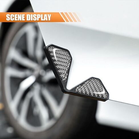 2PCS Car Door Protector Edge Guards for Door Corner, Carbon Fiber Anti-Collision Front Doors Corner Protector Self-Adhesive Sticker, Universal Vehicle Decoration Accessories (Silver) in Kuwait