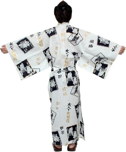 JapanBargain, Japanese Men's Cotton Yukata Easy Kimono Bath Robe Pajama, Made in Japan in Saudi Arabia