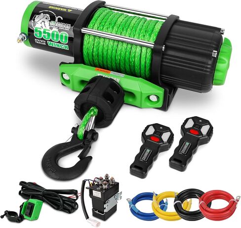 4500 lb ATV/UTV Electric Winch 12V Waterproof Electric Winch Off-Road Synthetic Rope Winch for ATV UTV Towing Trailer Winches with 2 Wireless remotes,Winch Stopper and Winch Mounting Plate in Saudi Arabia