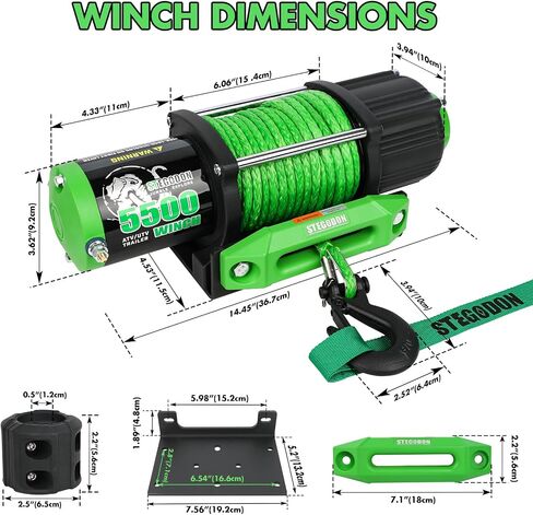 4500 lb ATV/UTV Electric Winch 12V Waterproof Electric Winch Off-Road Synthetic Rope Winch for ATV UTV Towing Trailer Winches with 2 Wireless remotes,Winch Stopper and Winch Mounting Plate in Saudi Arabia
