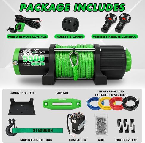 4500 lb ATV/UTV Electric Winch 12V Waterproof Electric Winch Off-Road Synthetic Rope Winch for ATV UTV Towing Trailer Winches with 2 Wireless remotes,Winch Stopper and Winch Mounting Plate in Saudi Arabia