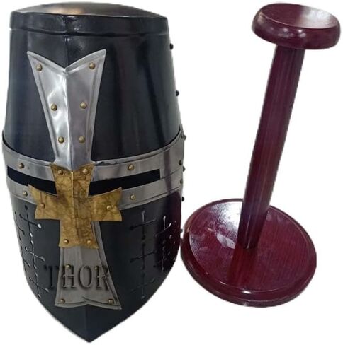 THOR INSTRUMENTS Medieval Templar Crusader Knight Armor Helmet with Wooden Stand Greek Roman Spartan Armour Accessories Wearable for Adult Costumes in Saudi Arabia