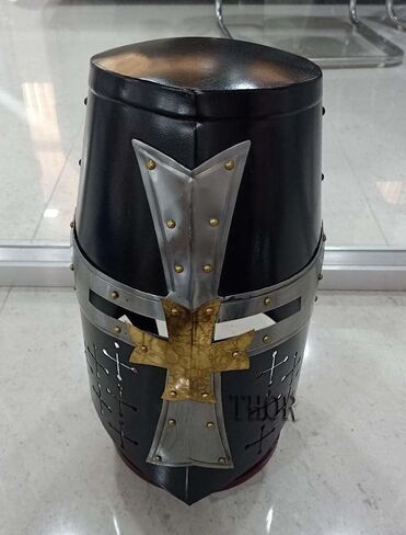 THOR INSTRUMENTS Medieval Templar Crusader Knight Armor Helmet with Wooden Stand Greek Roman Spartan Armour Accessories Wearable for Adult Costumes in Saudi Arabia