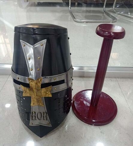 THOR INSTRUMENTS Medieval Templar Crusader Knight Armor Helmet with Wooden Stand Greek Roman Spartan Armour Accessories Wearable for Adult Costumes in Saudi Arabia
