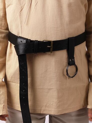 Haquil Meding Viking Faux Leather Belt ، حزام بني أسود ، فارس ، حزام عصر النهضة المحارب ل COSPLAY LARP والأزياء in Saudi Arabia