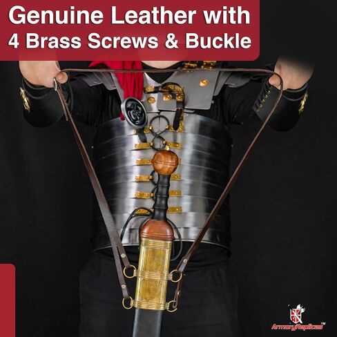 Armory Replicas™ Roman Gladius Baldric – Adjustable Genuine Leather Sword Holder for Roman Sword, Customizable Fit, Steel Buckle in Saudi Arabia