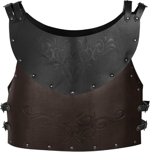 UQJE Leather Chest Armor Men Medieval Viking Retro Mercenary Knight Archer Leather Plate Armor in Saudi Arabia