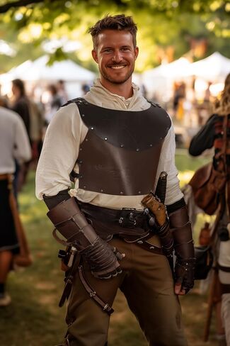 UQJE Leather Chest Armor Men Medieval Viking Retro Mercenary Knight Archer Leather Plate Armor in Saudi Arabia