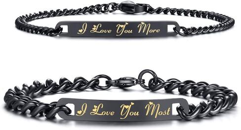 SunnyHouse Jewelry His or Hers Matching Set I Love You More I Love You Most Couple Bracelet Simple Korean Style in Kuwait