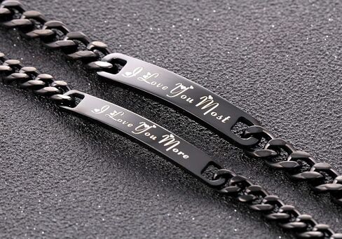 SunnyHouse Jewelry His or Hers Matching Set I Love You More I Love You Most Couple Bracelet Simple Korean Style in Kuwait