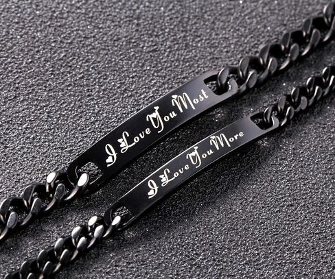 SunnyHouse Jewelry His or Hers Matching Set I Love You More I Love You Most Couple Bracelet Simple Korean Style in Kuwait