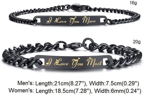 SunnyHouse Jewelry His or Hers Matching Set I Love You More I Love You Most Couple Bracelet Simple Korean Style in Kuwait