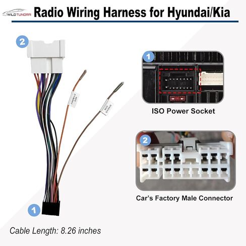 16Pin ISO Aftermarket Radio Harness Adapter for Hyundai 2015-2020 KIA 2016-2020, 16Pin Android Car Stereo Wiring Harness with SWC Reverse RCA Input Cable for Elantra Tucson Sonata K2 K3 K4 in Saudi Arabia