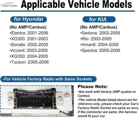 16Pin ISO Aftermarket Radio Harness Adapter for Hyundai 2015-2020 KIA 2016-2020, 16Pin Android Car Stereo Wiring Harness with SWC Reverse RCA Input Cable for Elantra Tucson Sonata K2 K3 K4 in Saudi Arabia