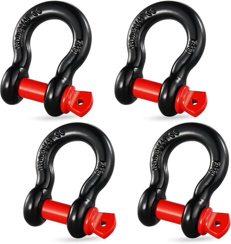 VEVOR 5/8" D-Ring Shackle, 4 Pack Alloy Steel Shackles 28660 lbs (13 Ton) Break Strength with 3/4" Screw Pin, Heavy Duty Off Road Vehicle Recovery Shackle, Towing Accessories for Jeep Truck, Black in Saudi Arabia