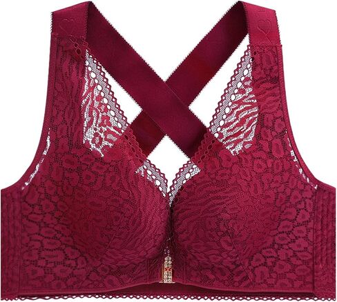 Women's Front Closure Vest Bra Cross Beauty Back Underwear Wireless Adjustable Bralette Tops Plus Size, 120E and 52E (Color : Skin Color, Size : 52D/120D) in Kuwait