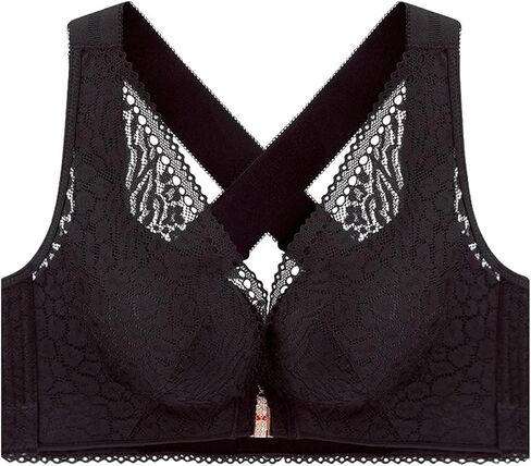 Women's Front Closure Vest Bra Cross Beauty Back Underwear Wireless Adjustable Bralette Tops Plus Size, 120E and 52E (Color : Skin Color, Size : 52D/120D) in Kuwait