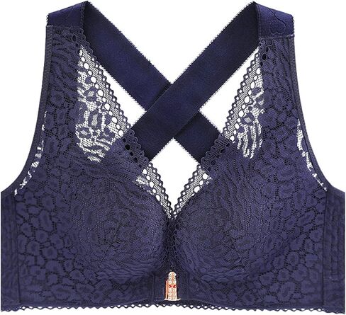 Women's Front Closure Vest Bra Cross Beauty Back Underwear Wireless Adjustable Bralette Tops Plus Size, 120E and 52E (Color : Skin Color, Size : 52D/120D) in Kuwait