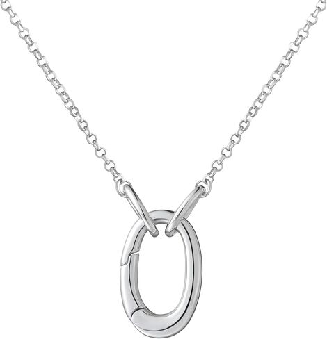 SCAMPER & CO .925 Sterling Silver Rhodium or 18k Yellow Gold Plated Carabiner Charm Necklaces for Women - Hypoallergenic Compatible Charms Sterling Silver Necklace for Women Modern Carabiner Design in Kuwait