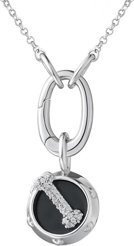 SCAMPER & CO .925 Sterling Silver Rhodium or 18k Yellow Gold Plated Carabiner Charm Necklaces for Women - Hypoallergenic Compatible Charms Sterling Silver Necklace for Women Modern Carabiner Design in Kuwait