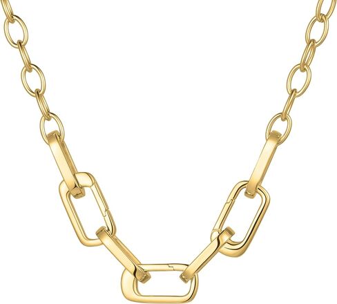 SCAMPER & CO .925 Sterling Silver Rhodium or 18k Yellow Gold Plated Carabiner Charm Necklaces for Women - Hypoallergenic Compatible Charms Sterling Silver Necklace for Women Modern Carabiner Design in Kuwait