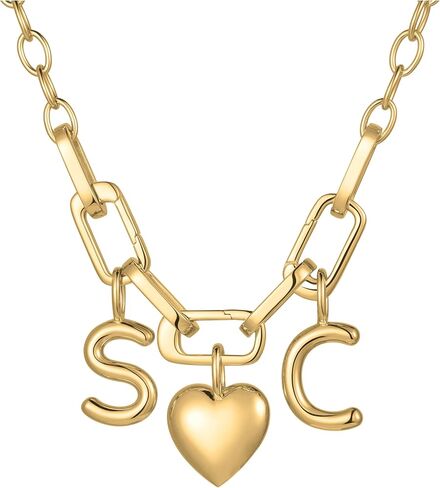 SCAMPER & CO .925 Sterling Silver Rhodium or 18k Yellow Gold Plated Carabiner Charm Necklaces for Women - Hypoallergenic Compatible Charms Sterling Silver Necklace for Women Modern Carabiner Design in Kuwait