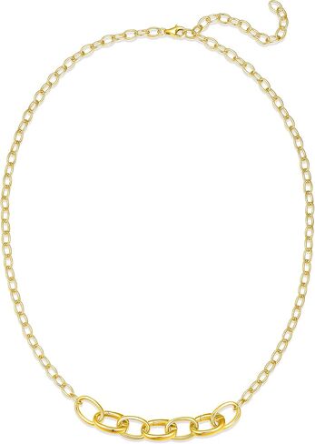SCAMPER & CO .925 Sterling Silver Rhodium or 18k Yellow Gold Plated Carabiner Charm Necklaces for Women - Hypoallergenic Compatible Charms Sterling Silver Necklace for Women Modern Carabiner Design in Kuwait