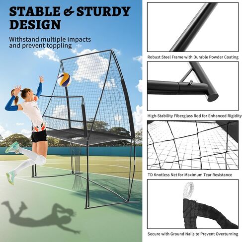 Volleyball Training Equipment Net, 8 X 11 FT Adjustable Volleyball Practice Net Station, Volleyball Spike Trainer for Indoor and Outdoor, Perfect for Team or Solo Training, Home Volleyball Net in Saudi Arabia