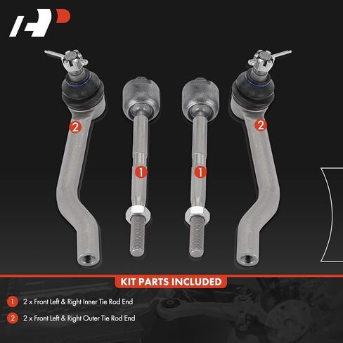 A-Premium Set of 4, Front Inner & Outer Tie Rod End Kit, Compatible with Honda Pilot 2016-2023, Ridgeline 2017-2023, Passport 2019-2023 & Acura MDX 2014-2020/2022-2023 in Saudi Arabia