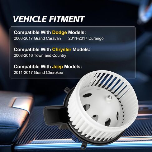 AC Blower Motor with Fan Fits for Jeep Grand Cherokee for Dodge Grand Caravan Durango for Chrysler Town Country 2008 2009 2010 2011 2012 2013 2014 2015 2016 2017 2018 Heater Blower Motor OE: 700216 in Saudi Arabia