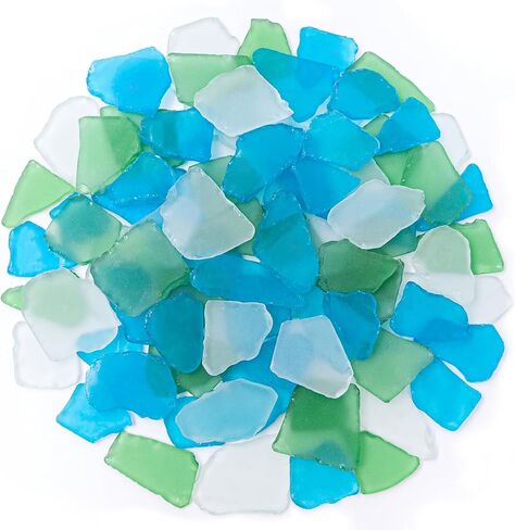 Keedolla 15 Oz Sea Glass Decor Tumbled Frosted Seaglass Pieces for DIY Crafts, Beach Sea Glass Craft for Jewelry, Christmas Tree, Wind Chimes Making - Cobalt Blue, White, Blue in Saudi Arabia
