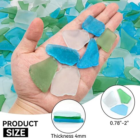 Keedolla 15 Oz Sea Glass Decor Tumbled Frosted Seaglass Pieces for DIY Crafts, Beach Sea Glass Craft for Jewelry, Christmas Tree, Wind Chimes Making - Cobalt Blue, White, Blue in Saudi Arabia