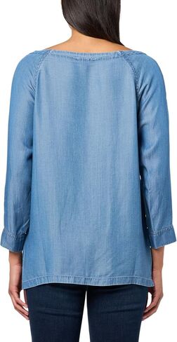 Tommy Hilfiger Women's Long Sleeve Scoop Neck Solid Chambray Shirt in Saudi Arabia