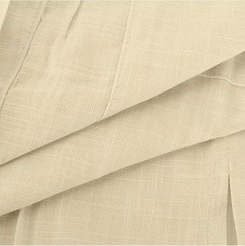 نساء من الكتان الصيفي من الكتان القطني القصيرة زر أسفل القميص collared v-neck فضفاضة لائحة بلوزة شاطئ الطباعة in Kuwait