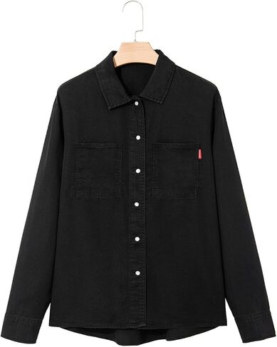 Sidefeel Women's Denim Shirts Button Down Jean Shacket Spring Outfit 2025 Long Sleeve Chambray Blouse Top in Saudi Arabia