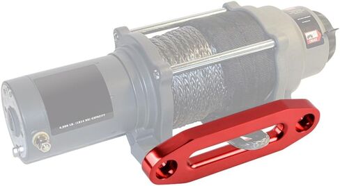 (1pc) RED 50ft x 1/4 inch 7000Lbs Synthetic Winch Line Cable Rope All Heat Guard Rock Protection w/Winch Stopper + 6 inch Mount Red Winch Fairlead for Car Truck ATV UTV Ramsey KFI in Saudi Arabia