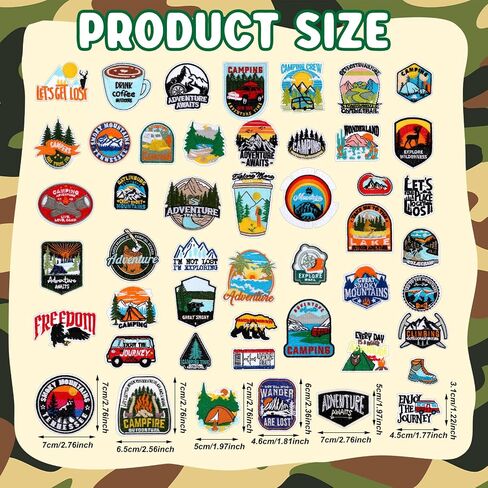 48 Pcs Camping Theme Iron on Patches Adventure Outdoor Mountain River Backpacking Sew on Patches Embroidered Applique for Jeans Jackets Clothes Backpack Cap DIY Crafts Sew Making in Kuwait