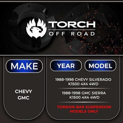 Torch 3 "Front 2" مجموعة رفع التسوية الخلفية لعام 1988-1998 Chevy GMC K1500 4x4 4WD Z71 in Saudi Arabia
