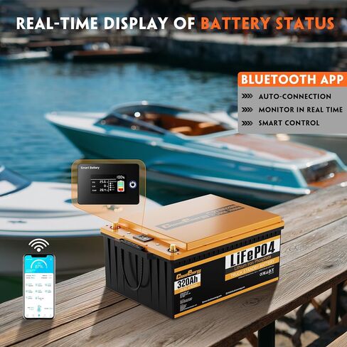 24V (25.6V) 320AH Truck Standby Smart Deep Cycle LifePo4 بطارية تسخين ذاتي مع Bluetooth 200A BMS (Peak 320a 30S 900A 2S) ، للشاحنة ، RVS ، محرك التصيد ، المحركات البحرية. in Saudi Arabia