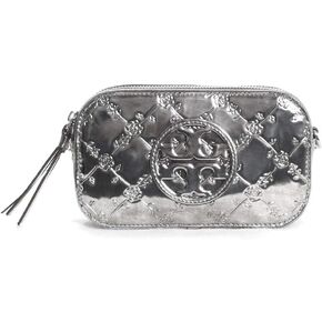 Tory Burch Miller Metallic Floral Embossed Mini Crossbody Bag, Pewter in Saudi Arabia