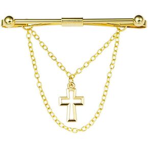Mens Cross Tie Clips Shirt Collar Clip Chain Necktie Bar Pinch Clip with Gold Silver Tone Business Tie Pins Jewelry in Saudi Arabia