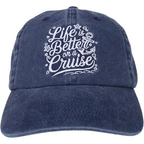 InnoBeta Cruise Gifts Cap for Women, Men - Adjustable Vintage Washed Cotton Embroidered Hat - Gift for Cruise Lovers, Birthday, Christmas - Blue in Kuwait