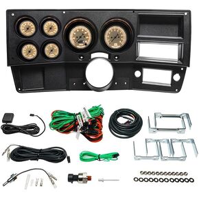 GlowShift Vintage 6 Gauge Cluster Package يناسب Chevy C10 1973-1987 - عداد السرعة الأبيض العتيقة ، مقياس سرعة الدوران ، ضغط الزيت ، درجة حرارة الماء ، مقاييس الوقود ومقاييس فولت - Fit Fit Dash Pann in Kuwait